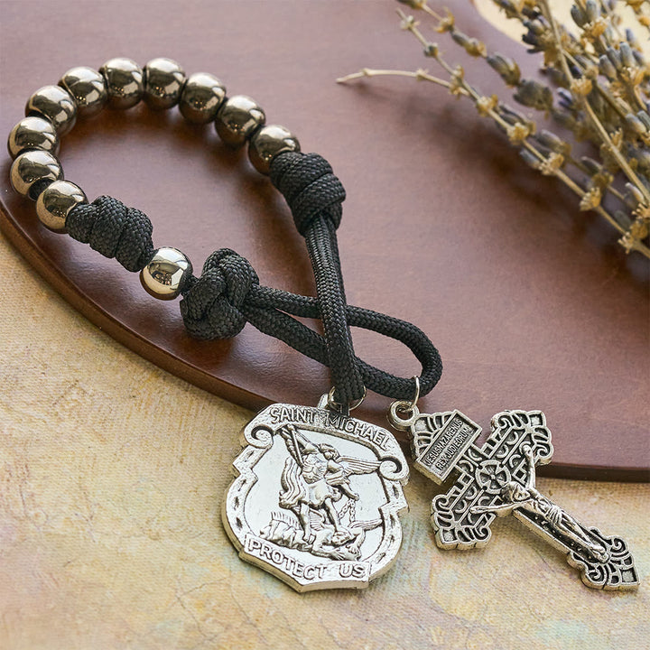Christianartworkshop Dual Use Car Pendant & Pocket Rosary with St. Michael & Benedict Guardian Shield and Evil Repelling Grace - St. Michael - image 5