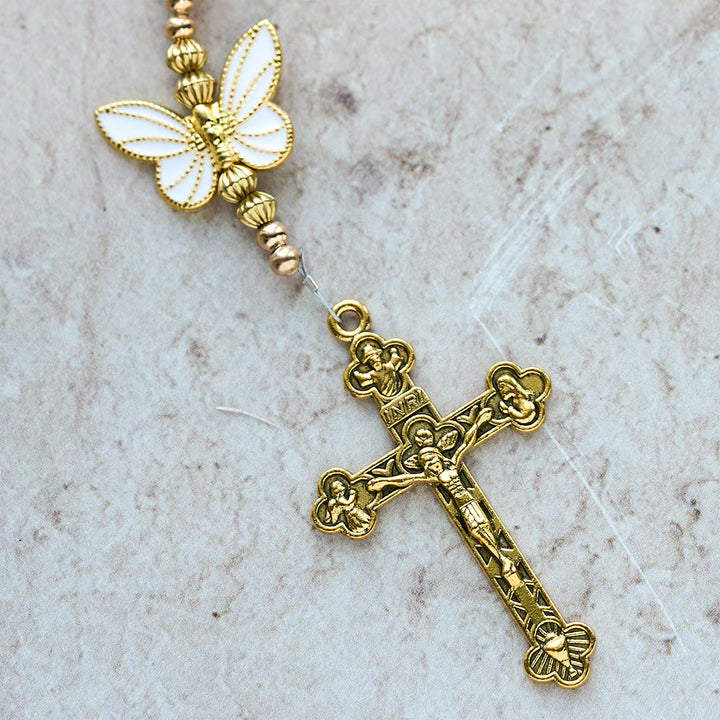 Christianartworkshop Purple Cat's Eye & Matte Glass Butterfly Blessed Rosary: Embody Sacred Love and Grace - image 13