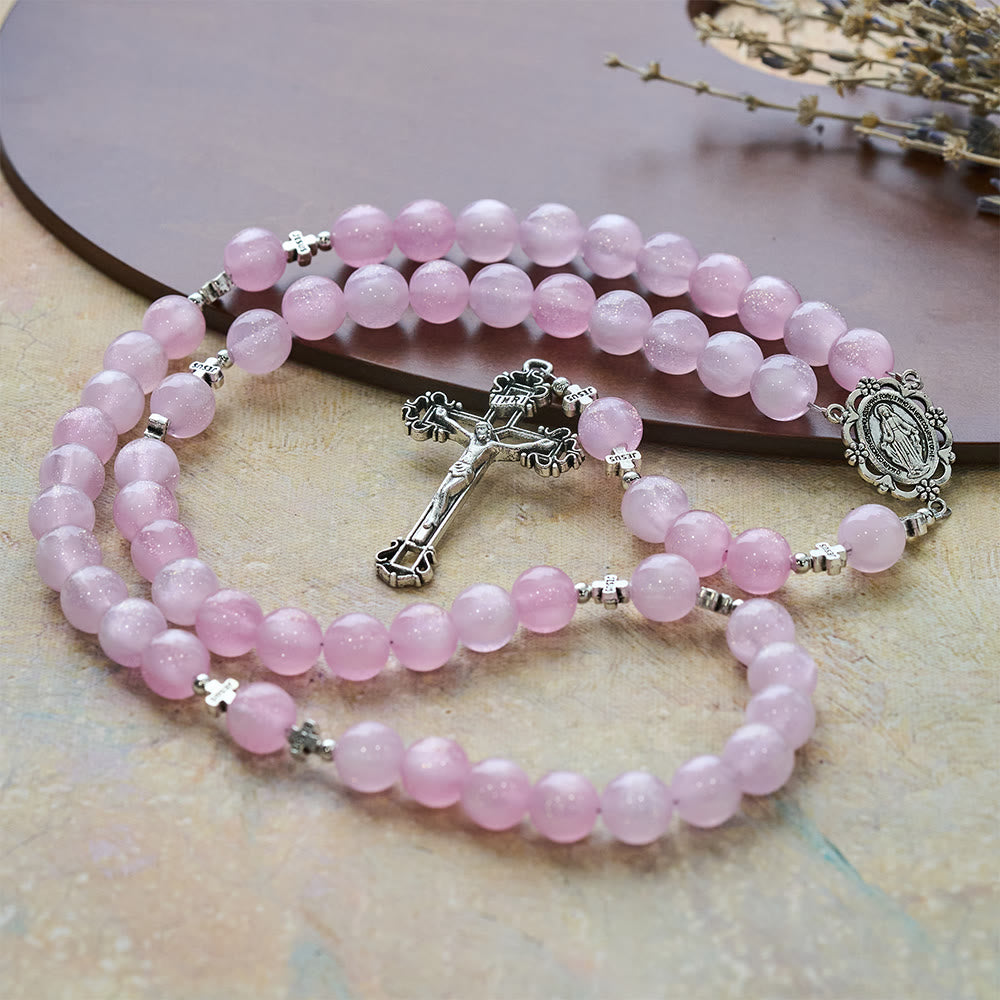 Christianartworkshop Divine Reflection Color-Shifting Rosary: Bloom from Soft Pink to Passionate Magenta in Sunlight - image 9