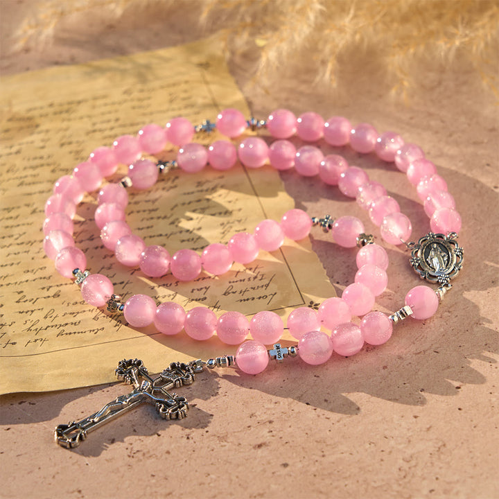 Christianartworkshop Divine Reflection Color-Shifting Rosary: Bloom from Soft Pink to Passionate Magenta in Sunlight - image 6