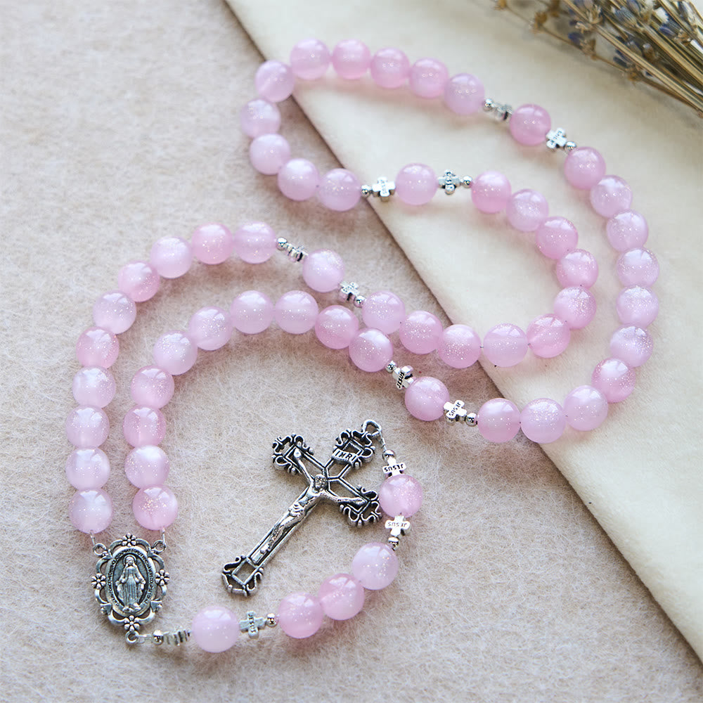 Christianartworkshop Divine Reflection Color-Shifting Rosary: Bloom from Soft Pink to Passionate Magenta in Sunlight - image 5