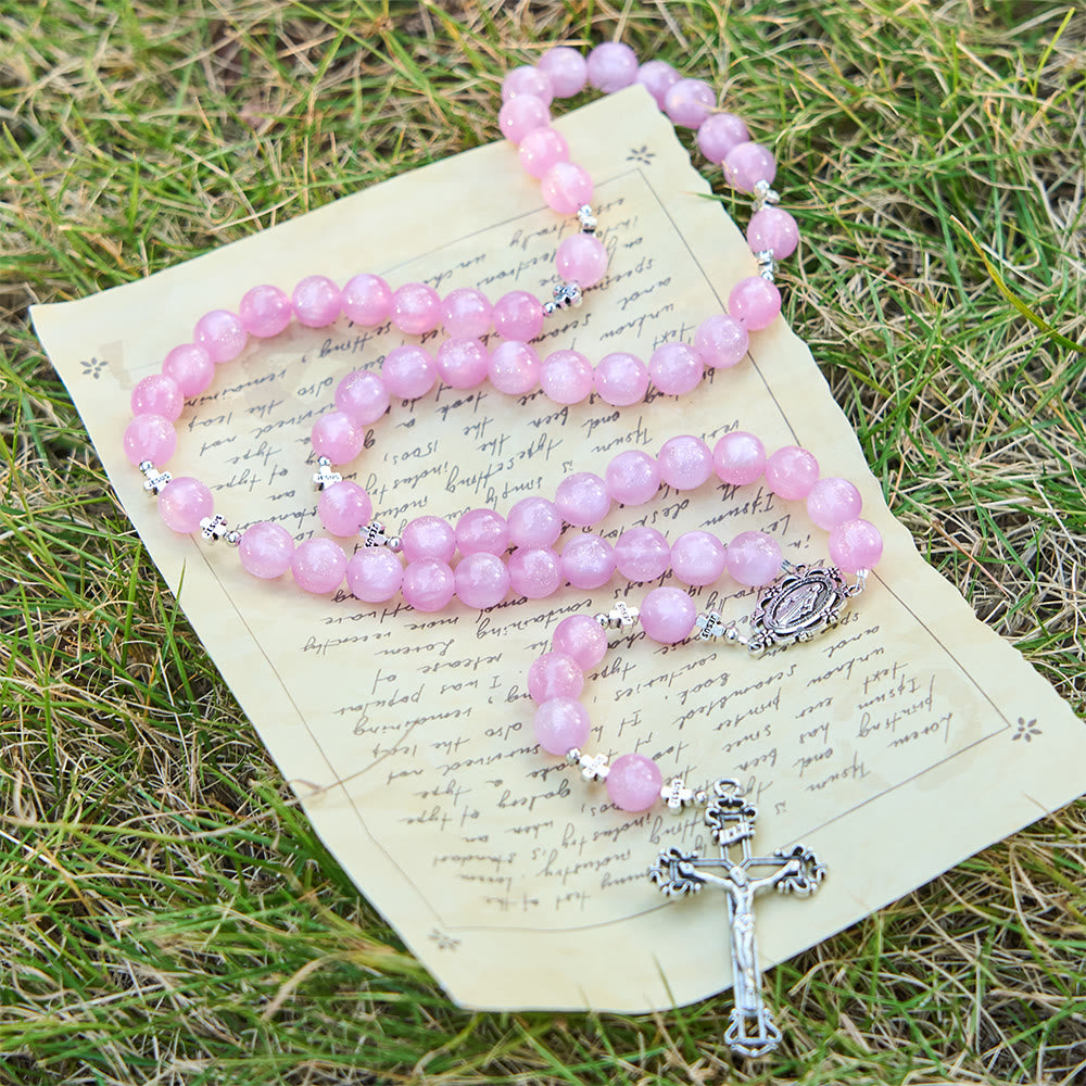 Christianartworkshop Divine Reflection Color-Shifting Rosary: Bloom from Soft Pink to Passionate Magenta in Sunlight - image 7