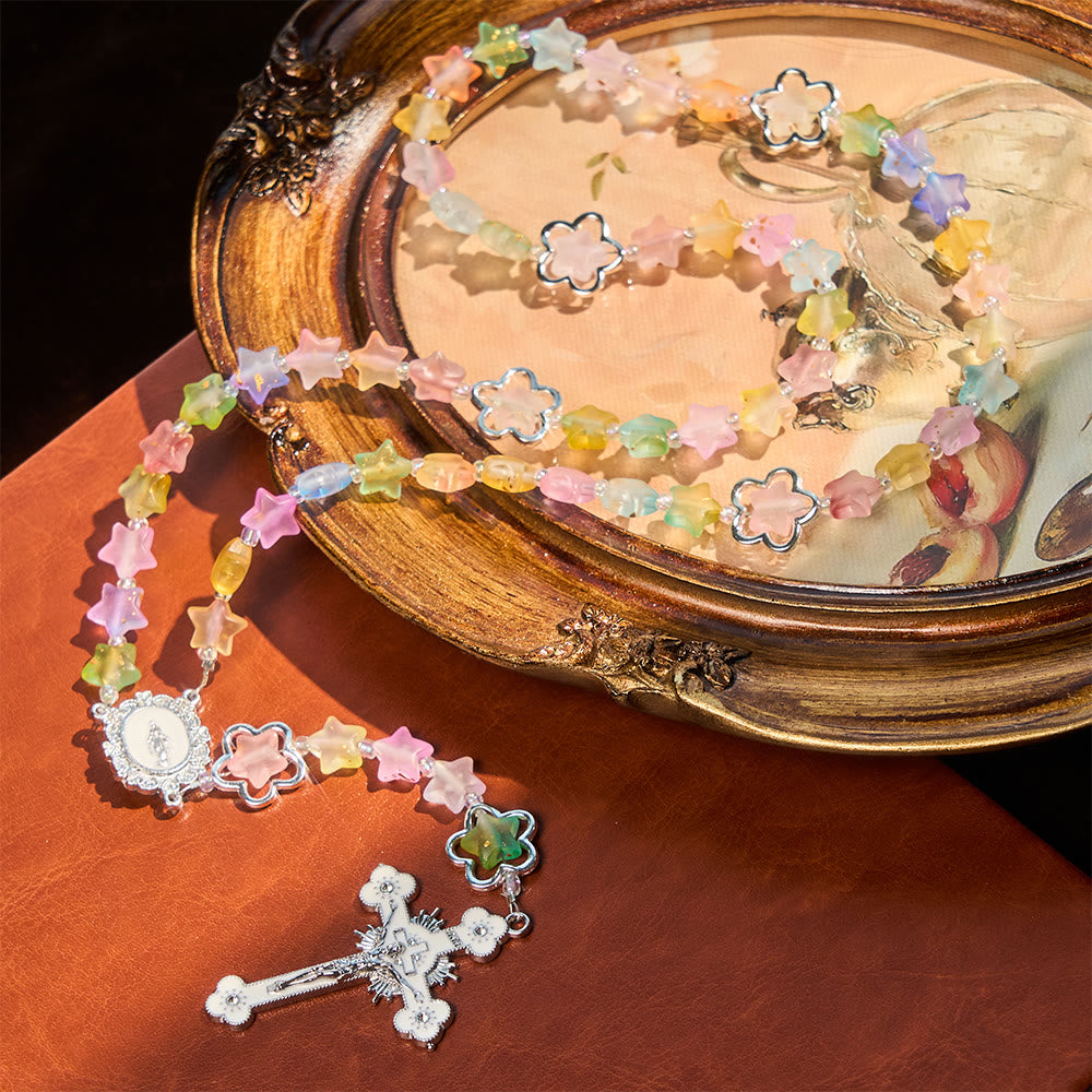 Christianartworkshop Gradient Shimmering Star Rosary with Our Lady & Crucifix: Vibrant Faith for Daily Devotion - image 2