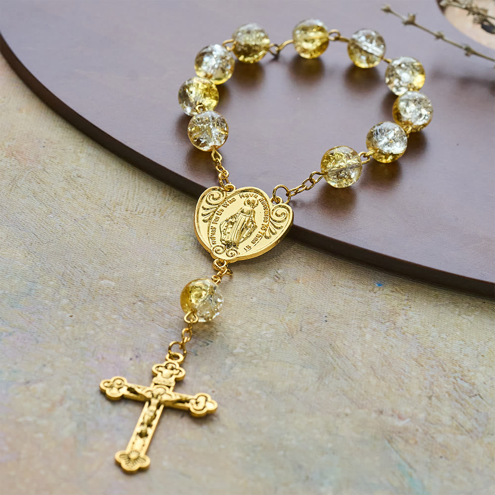 Christianartworkshop Shimmering Glass Bead Pocket Rosary: Elegant Devotion for Daily Carry - Pocket Rosary - image 0