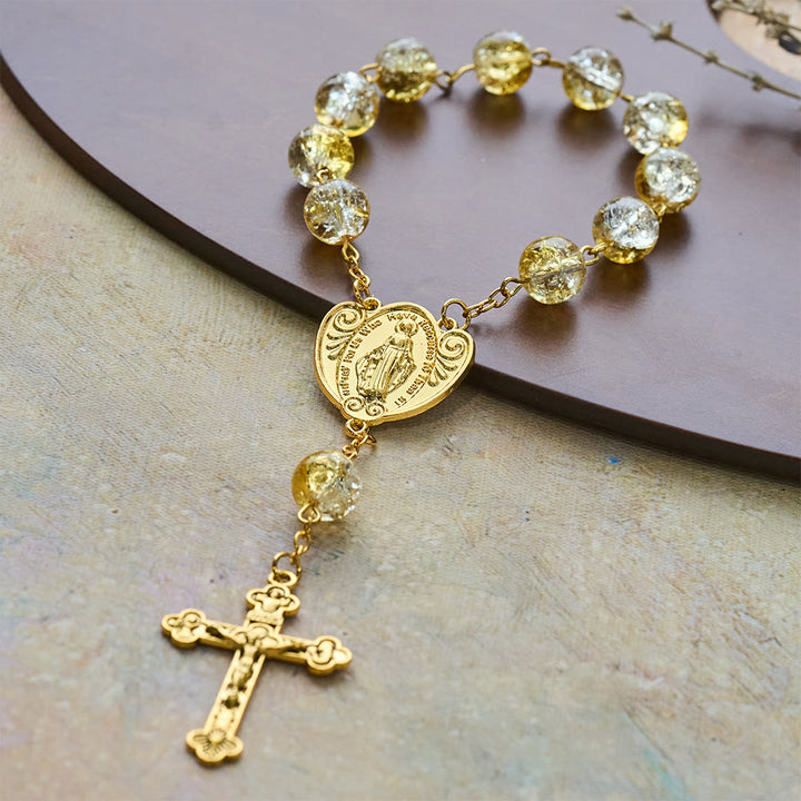Christianartworkshop Shimmering Glass Bead Pocket Rosary: Elegant Devotion for Daily Carry - Pocket Rosary - image 0