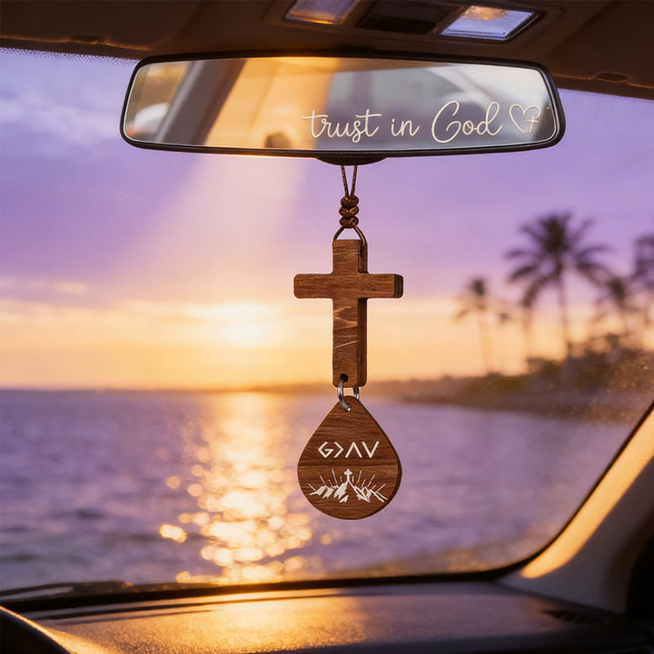 Christianartworkshop Cross & Verse Car Pendant: Quiet Peace for Every Journey - Psalm 91:11 - image 1