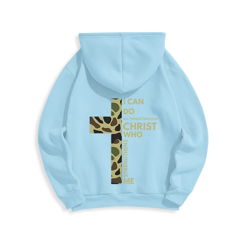 Christianartworkshop  Philippians 4:13 with Camouflage Cross Fleece Lined Polyester Hoodie - image 6