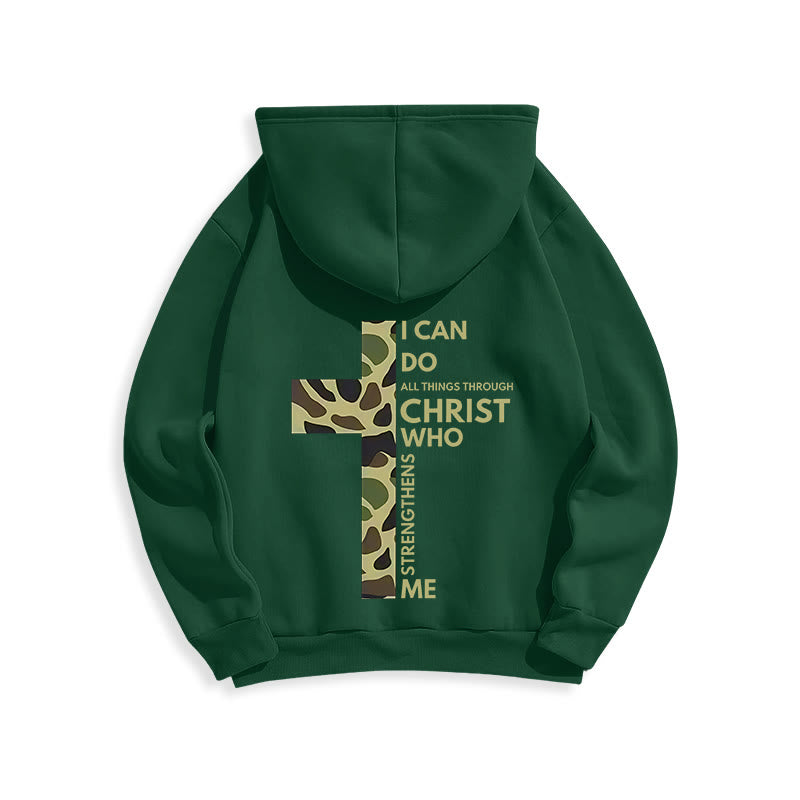 Christianartworkshop  Philippians 4:13 with Camouflage Cross Fleece Lined Polyester Hoodie - image 11