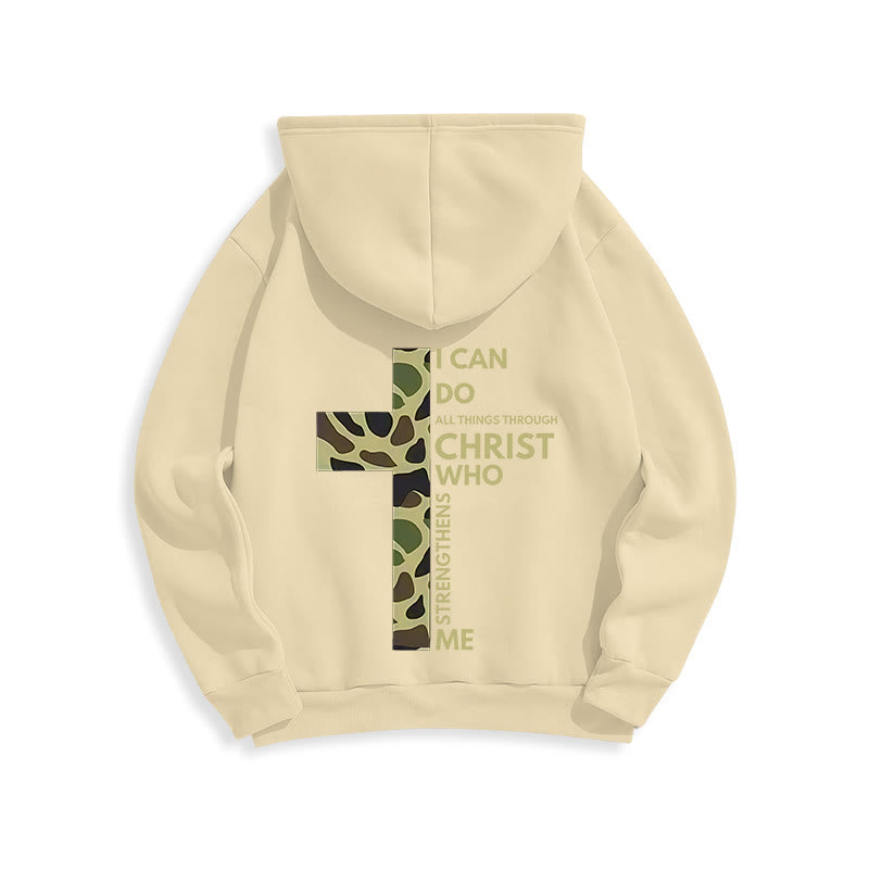 Christianartworkshop  Philippians 4:13 with Camouflage Cross Fleece Lined Polyester Hoodie - image 9