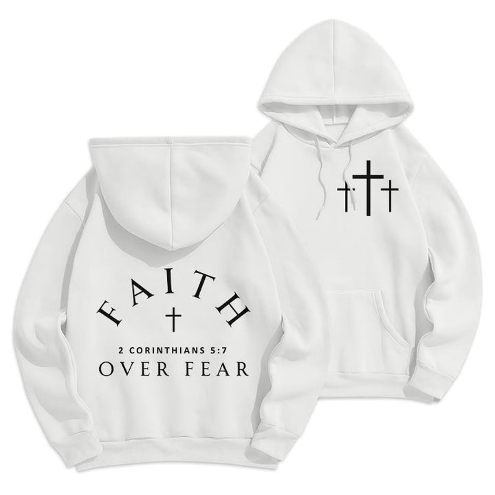 Christianartworkshop 2 Corinthians 5:7 Faith Fleece Lined Polyester Hoodie - White - 2XL - image 6