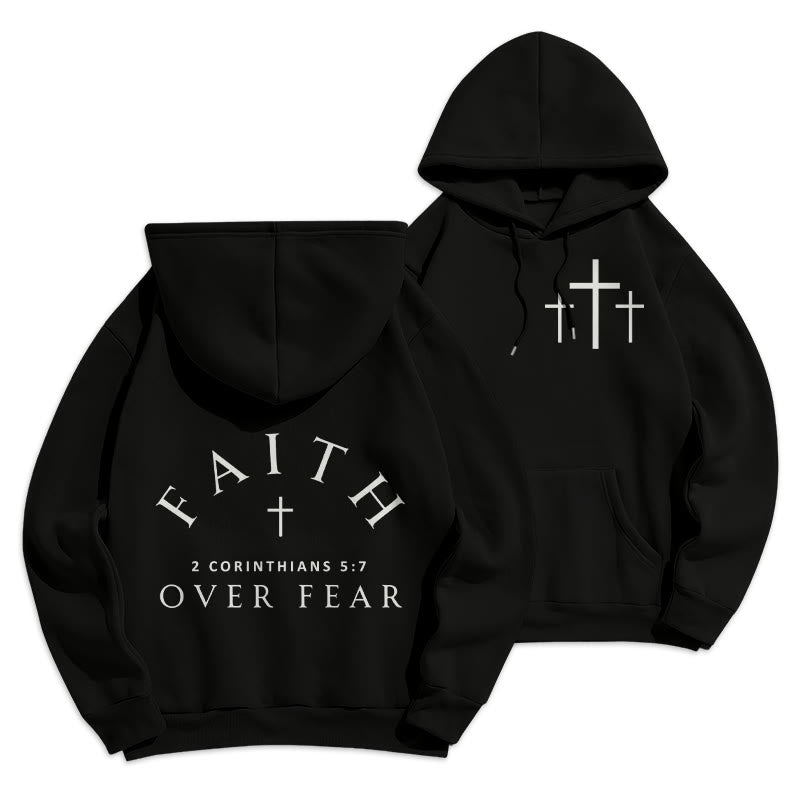 Christianartworkshop 2 Corinthians 5:7 Faith Fleece Lined Polyester Hoodie - Black - 2XL - image 4