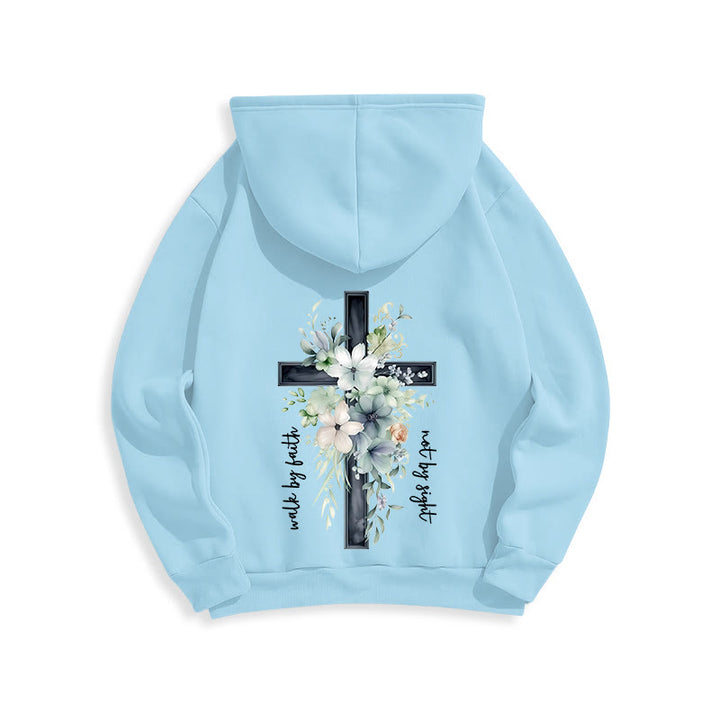 Christianartworkshop Jesus the Light Walk by Faith Fleece Lined Polyester Hoodie - image 21
