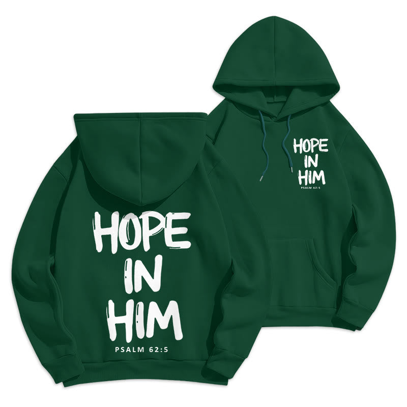 Christianartworkshop Hope in Him Psalm 62:5 Fleece Lined Polyester Hoodie: His Hope in Every Wear - Green - 2XL - image 7