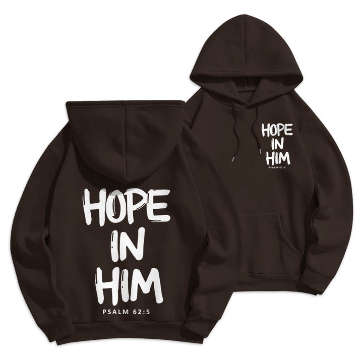 Christianartworkshop Hope in Him Psalm 62:5 Fleece Lined Polyester Hoodie: His Hope in Every Wear - Brown - 2XL - image 10