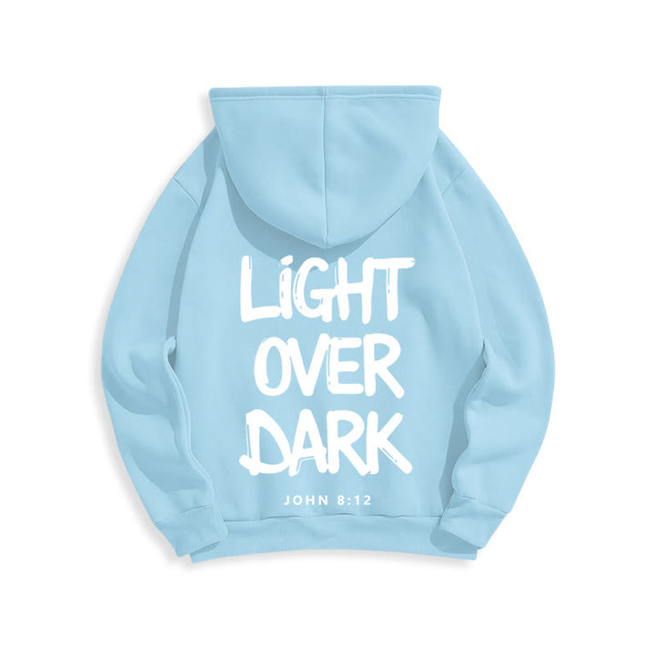 Christianartworkshop Light Over Dark John 8:12 Fleece Lined Polyester Hoodie - image 6