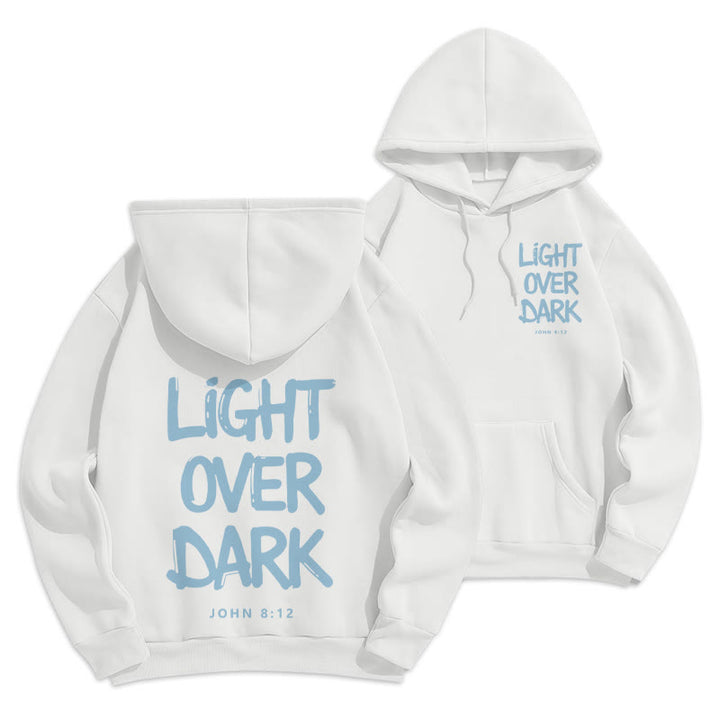 Christianartworkshop Light Over Dark John 8:12 Fleece Lined Polyester Hoodie - White - 2XL - image 18