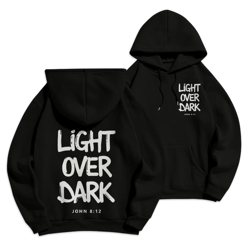 Christianartworkshop Light Over Dark John 8:12 Fleece Lined Polyester Hoodie - Black - 2XL - image 15