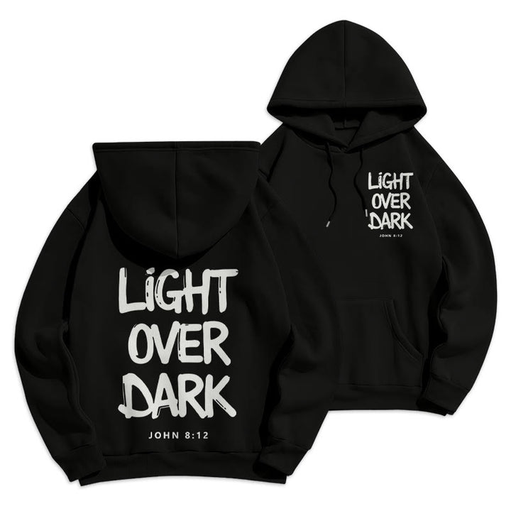 Christianartworkshop Light Over Dark John 8:12 Fleece Lined Polyester Hoodie - Black - 2XL - image 15