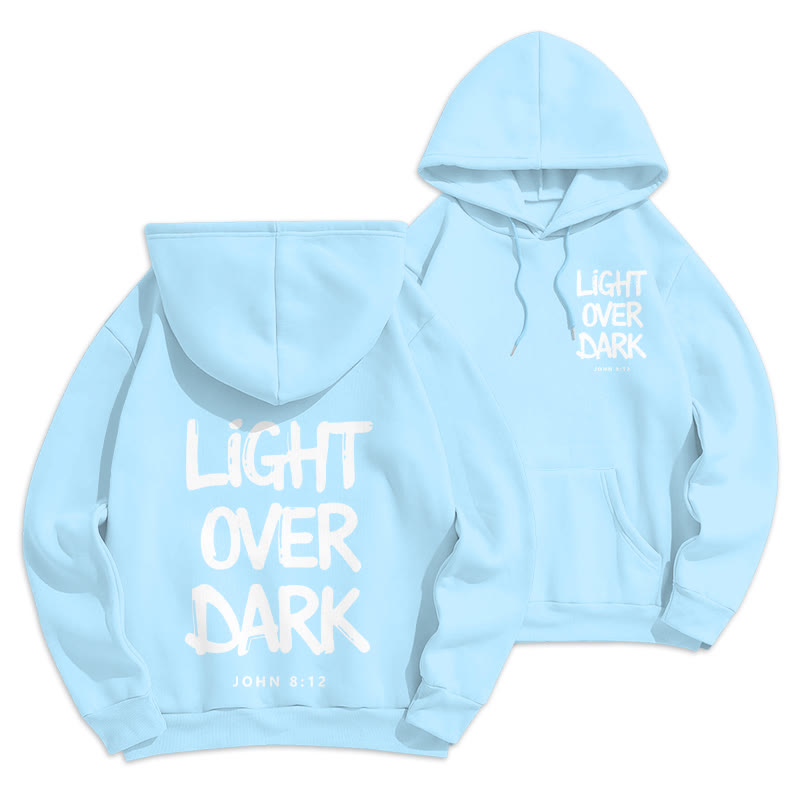 Christianartworkshop Light Over Dark John 8:12 Fleece Lined Polyester Hoodie - Blue - 2XL - image 3