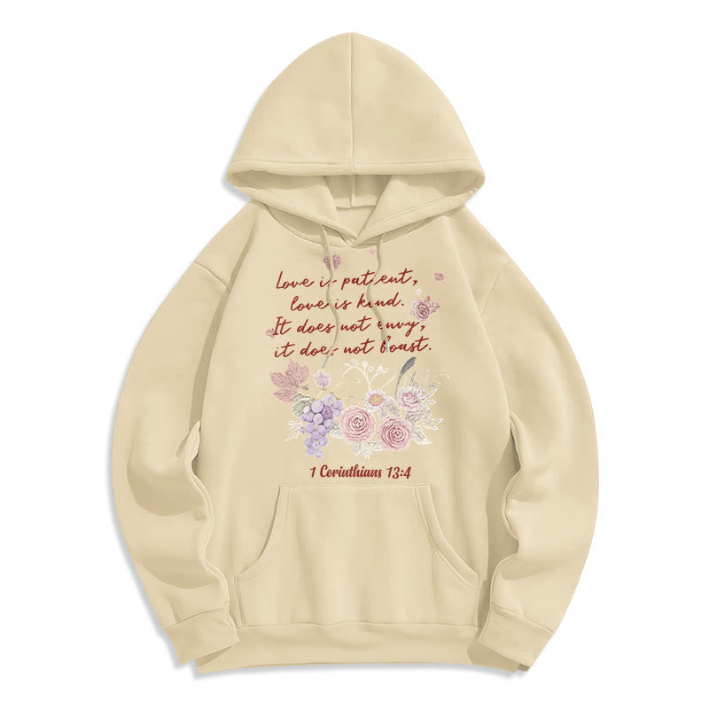 Christianartworkshop 1 Corinthians 13:4 Love is Patient Fleece Lined Polyester Hoodie - Beige - 2XL - image 5