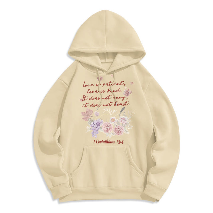 Christianartworkshop 1 Corinthians 13:4 Love is Patient Fleece Lined Polyester Hoodie - Beige - 2XL - image 5