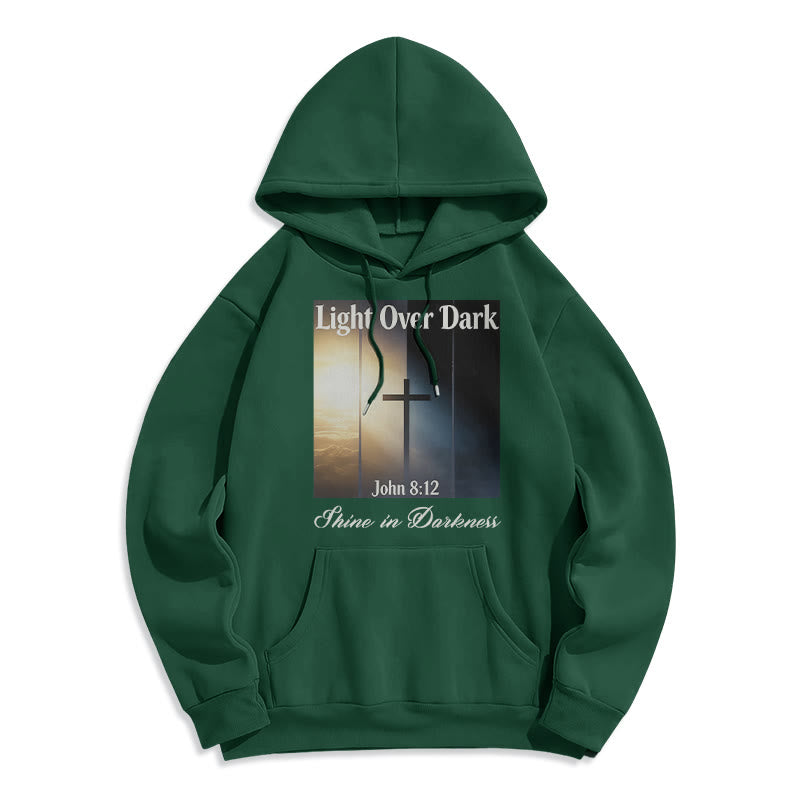 Christianartworkshop John 8:12 Shine in Darkness Fleece Lined Polyester Hoodie - Green - 2XL - image 7