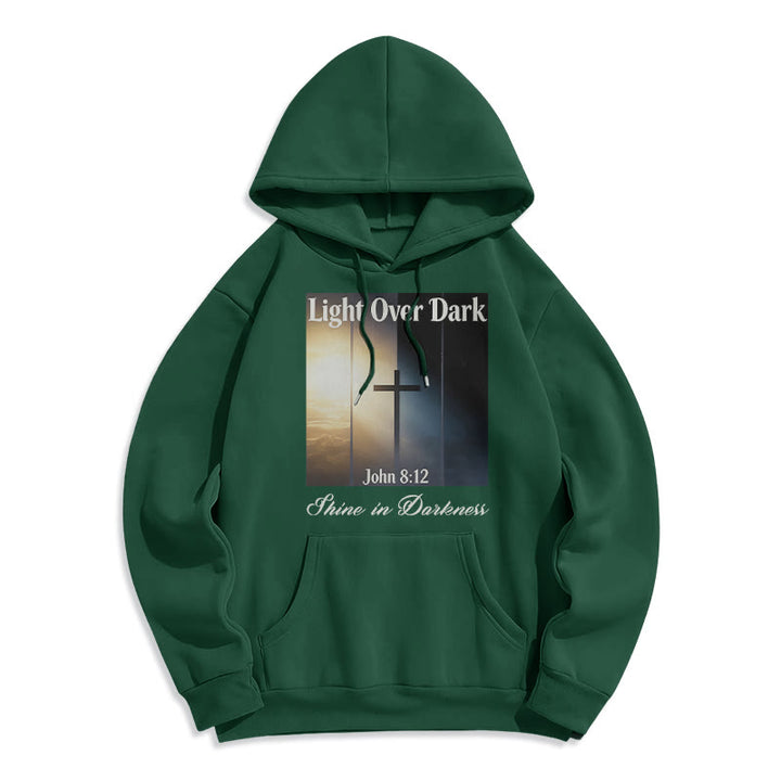 Christianartworkshop John 8:12 Shine in Darkness Fleece Lined Polyester Hoodie - Green - 2XL - image 7