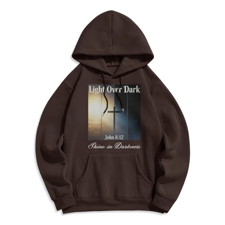 Christianartworkshop John 8:12 Shine in Darkness Fleece Lined Polyester Hoodie - Brown - 2XL - image 8