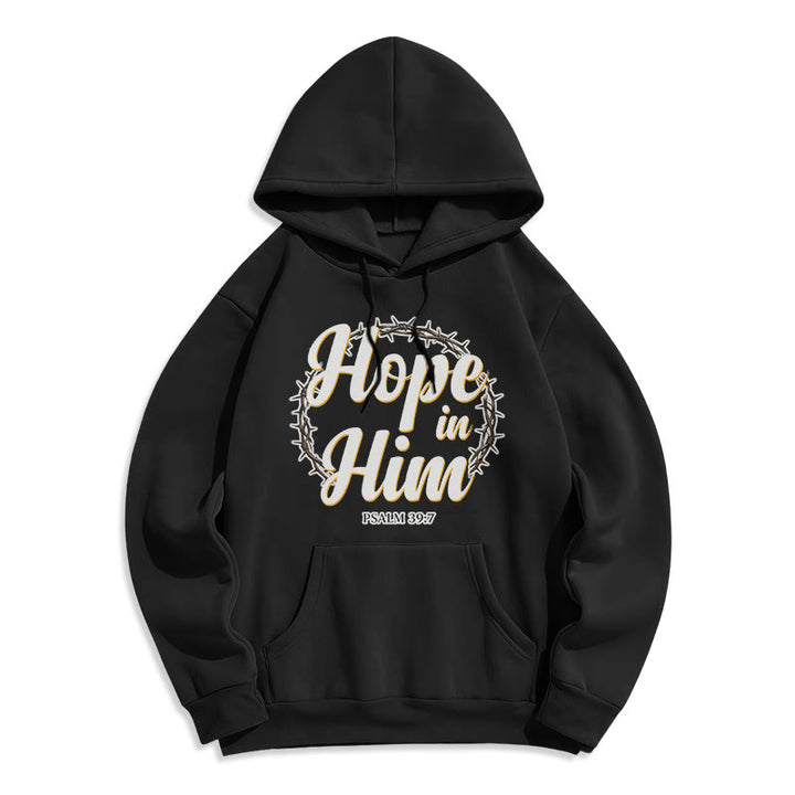 Christianartworkshop Crown of Thorns Hope in Him Fleece Lined Polyester Hoodie - Black - 2XL - image 2