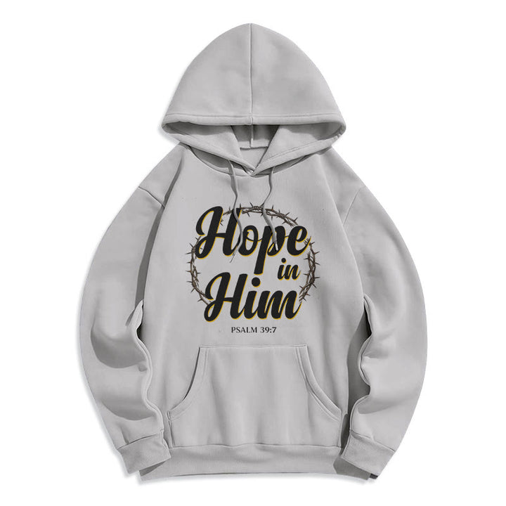 Christianartworkshop Crown of Thorns Hope in Him Fleece Lined Polyester Hoodie - Grey - 2XL - image 4