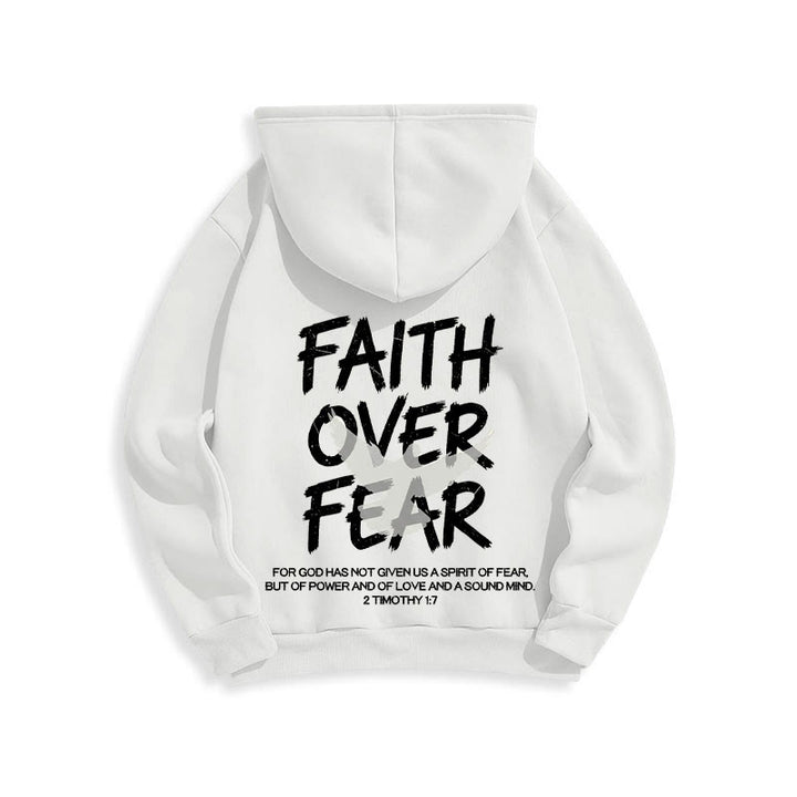 Christianartworkshop Faith Over Fear 2 Timothy 1:7 Fleece Lined Polyester Hoodie - image 11