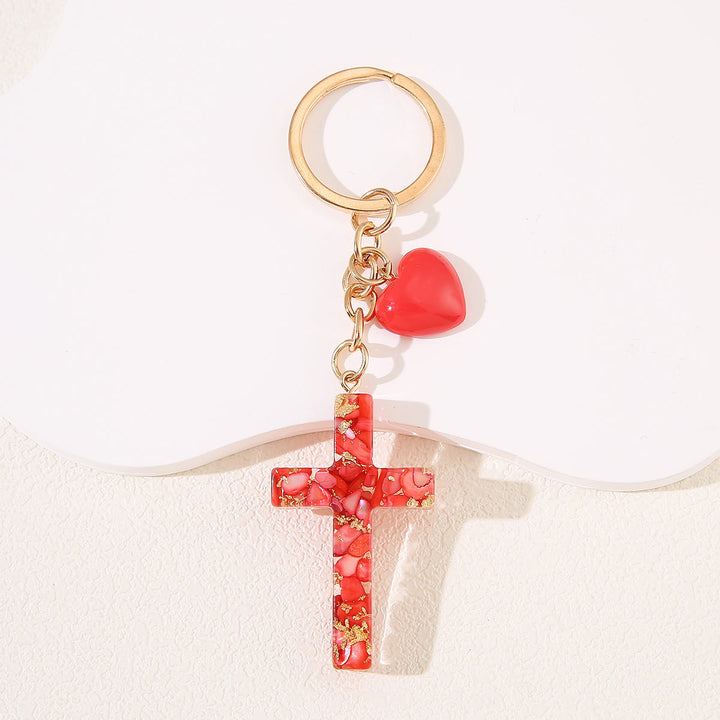 Christianartworkshop Resin Cross with Heart-Accent Faith Keychains: Tender Joy for All - Red - image 8