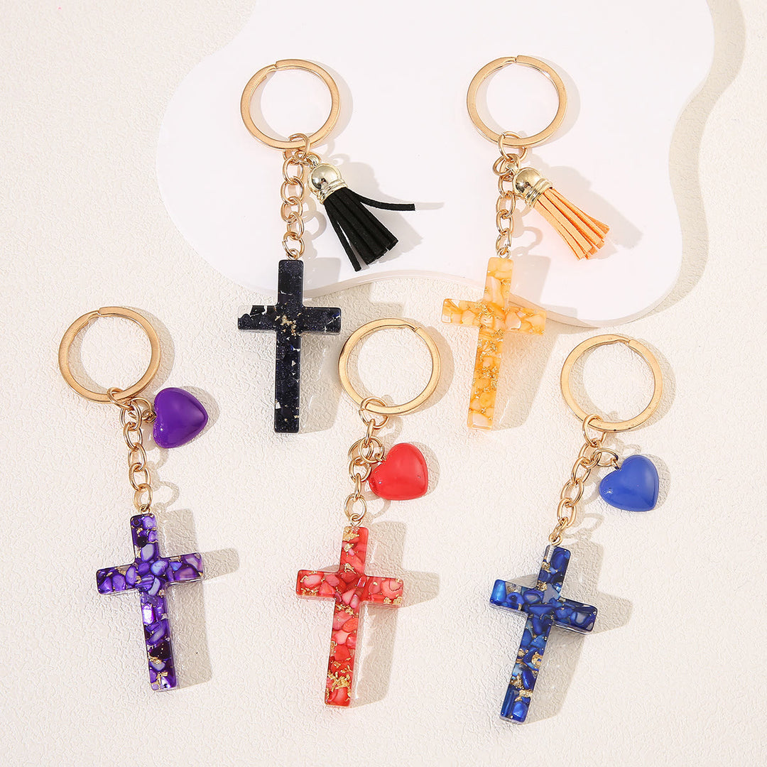 Christianartworkshop Resin Cross with Heart-Accent Faith Keychains: Tender Joy for All - image 1
