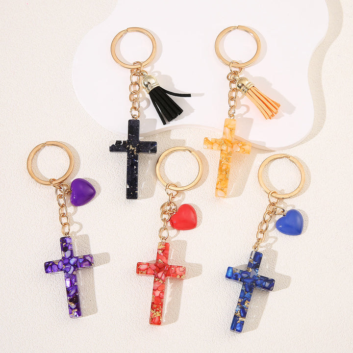 Christianartworkshop Resin Cross with Heart-Accent Faith Keychains: Tender Joy for All - image 1