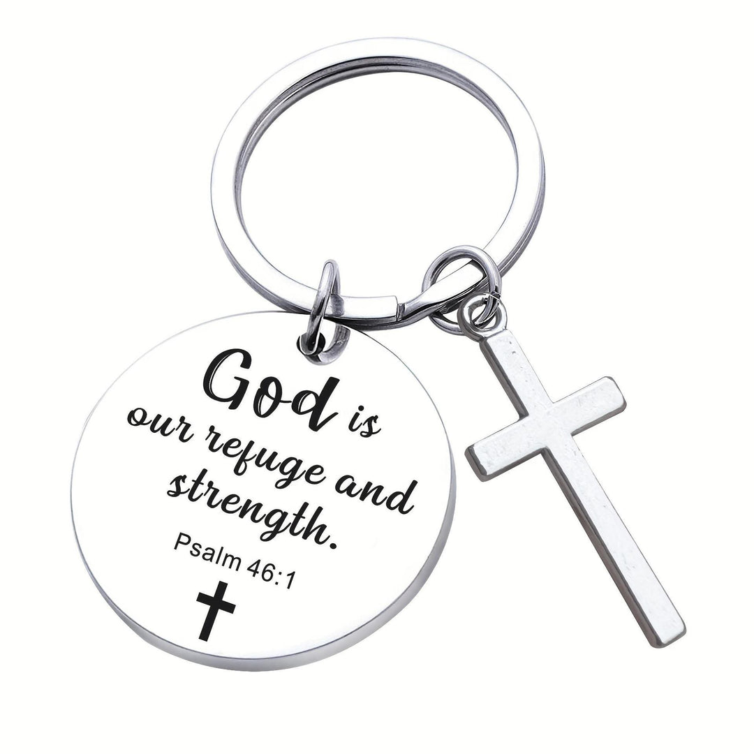 Christianartworkshop Bible Verse Pendant with Cross Keychains: Meaningful Comfort with Sacred Symbolism - Psalm 46:1 - image 8