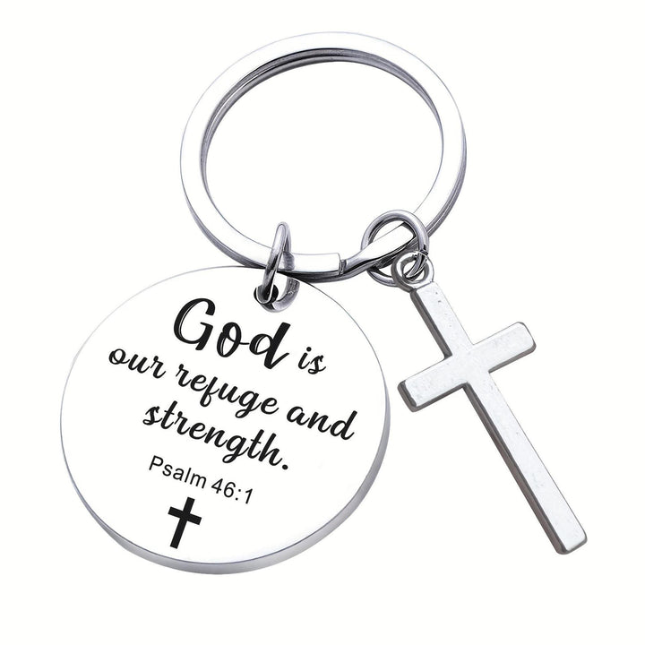 Christianartworkshop Bible Verse Pendant with Cross Keychains: Meaningful Comfort with Sacred Symbolism - Psalm 46:1 - image 8