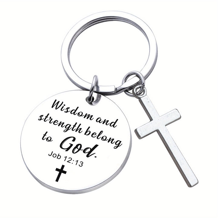 Christianartworkshop Bible Verse Pendant with Cross Keychains: Meaningful Comfort with Sacred Symbolism - Job 12:13 - image 6