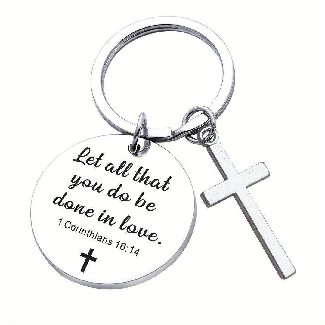 Christianartworkshop Bible Verse Pendant with Cross Keychains: Meaningful Comfort with Sacred Symbolism - 1 Corinthians 16:14 - image 4