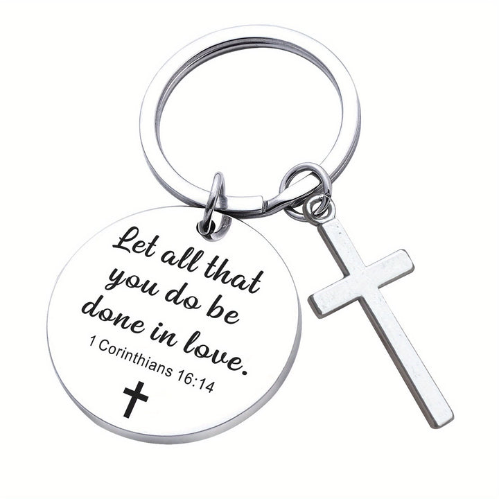 Christianartworkshop Bible Verse Pendant with Cross Keychains: Meaningful Comfort with Sacred Symbolism - 1 Corinthians 16:14 - image 4