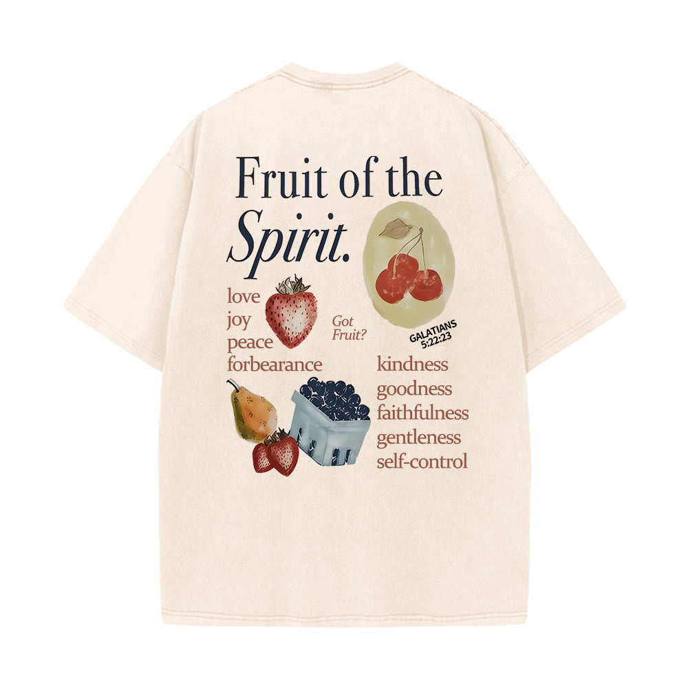 Christianartworkshop Fruit Of The Spirit Double Sided Unisex Washed T-shirt - Apricot - 5XL - image 2