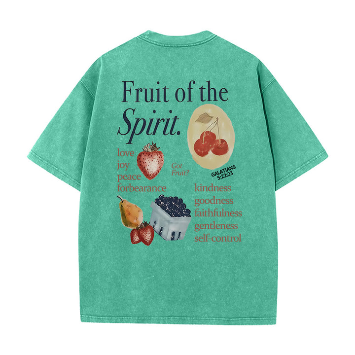 Christianartworkshop Fruit Of The Spirit Double Sided Unisex Washed T-shirt - Green - 5XL - image 12