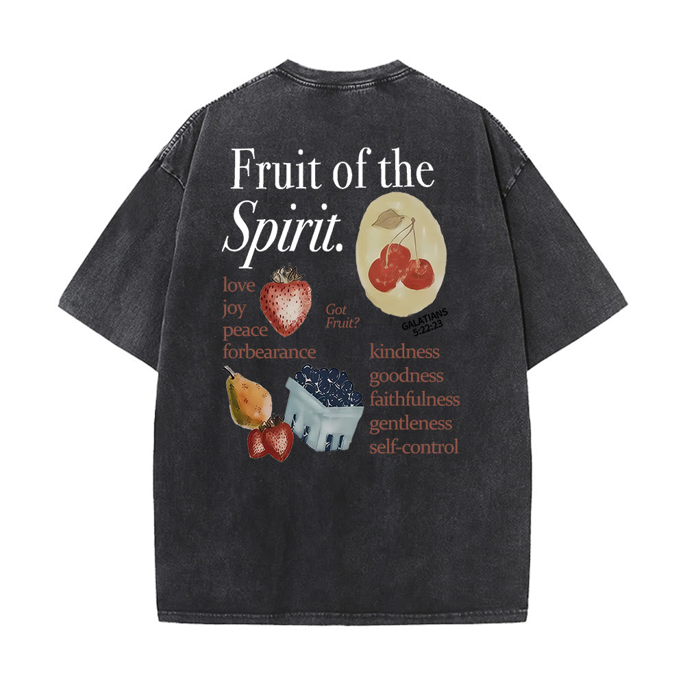 Christianartworkshop Fruit Of The Spirit Double Sided Unisex Washed T-shirt - Black - 5XL - image 4