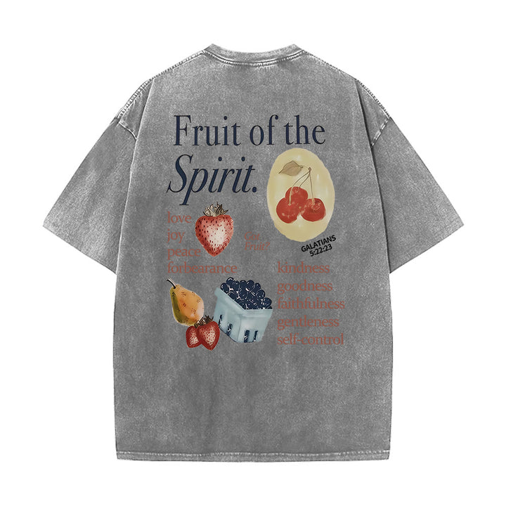 Christianartworkshop Fruit Of The Spirit Double Sided Unisex Washed T-shirt - Grey - 5XL - image 6