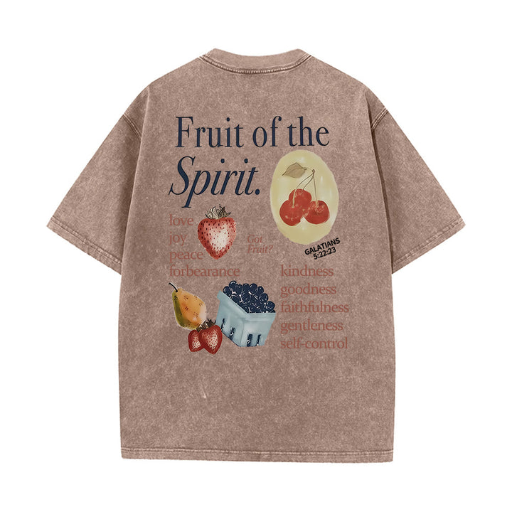 Christianartworkshop Fruit Of The Spirit Double Sided Unisex Washed T-shirt - Coffee - 5XL - image 14