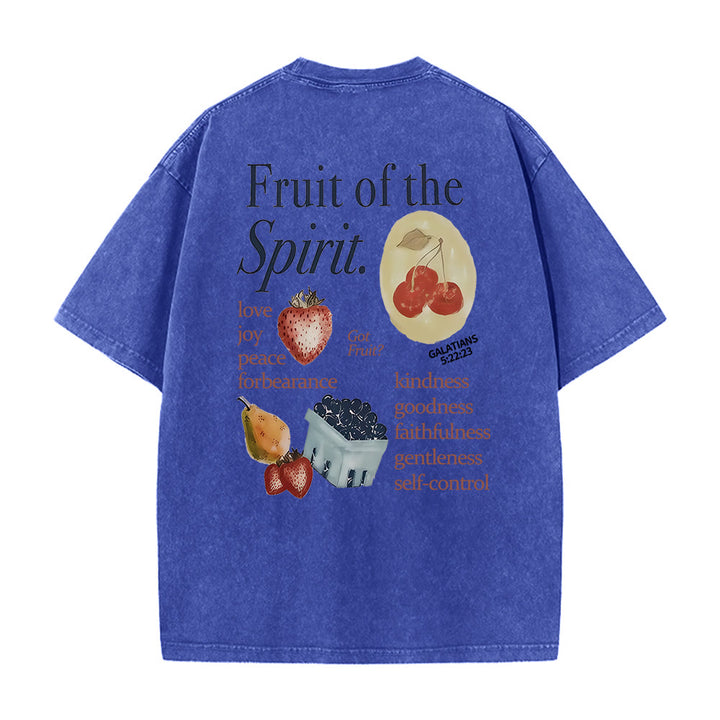 Christianartworkshop Fruit Of The Spirit Double Sided Unisex Washed T-shirt - Blue - 5XL - image 8