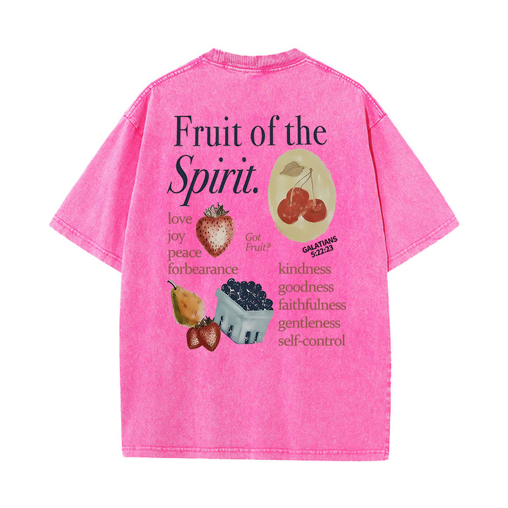 Christianartworkshop Fruit Of The Spirit Double Sided Unisex Washed T-shirt - Pink - 5XL - image 16