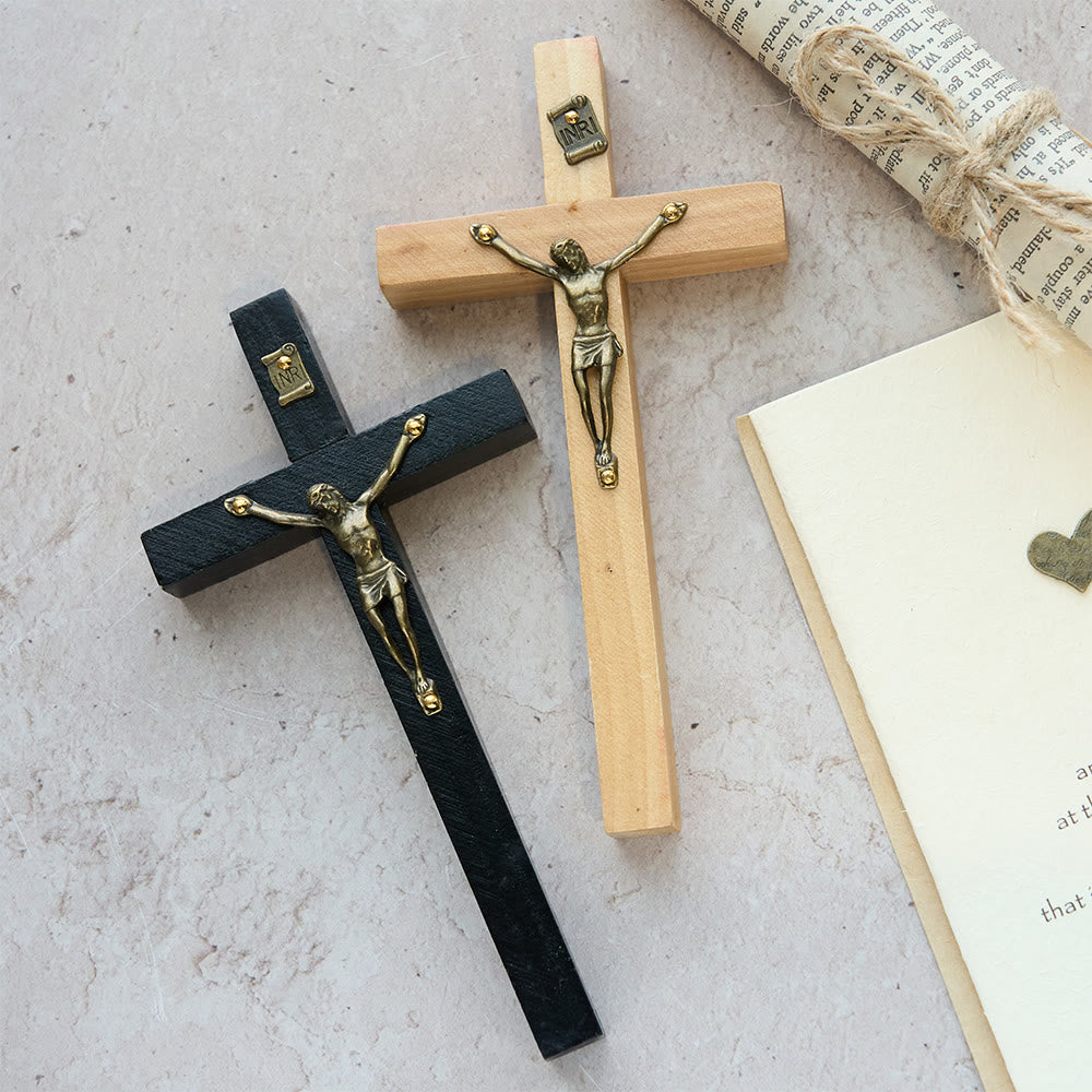 Christianartworkshop Wooden Cross Wall Decor with Metal Accents: Quiet Devotion for Home Spaces - image 1