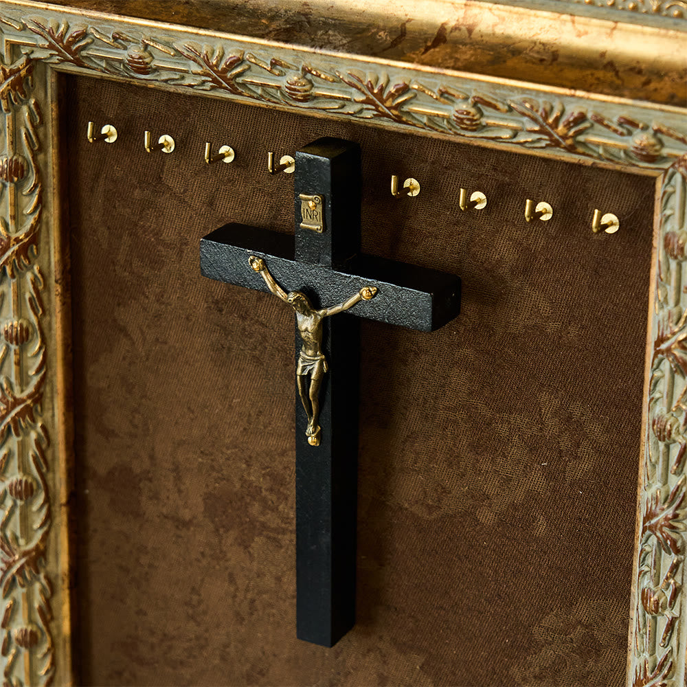Christianartworkshop Wooden Cross Wall Decor with Metal Accents: Quiet Devotion for Home Spaces - Black - image 2
