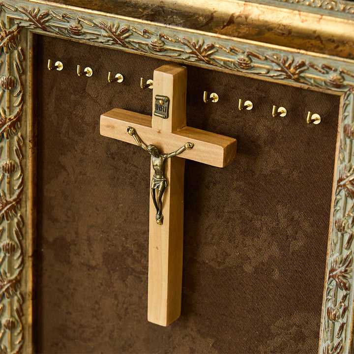 Christianartworkshop Wooden Cross Wall Decor with Metal Accents: Quiet Devotion for Home Spaces - Beige - image 6