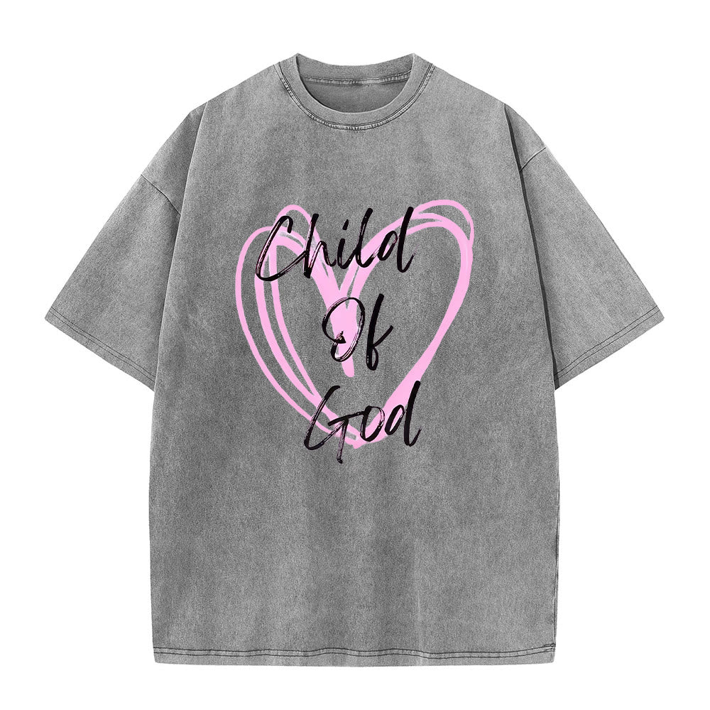 Christianartworkshop Romantic Child of God with Sacred Heart Unisex Washed T-Shirt - Grey - 5XL - image 4